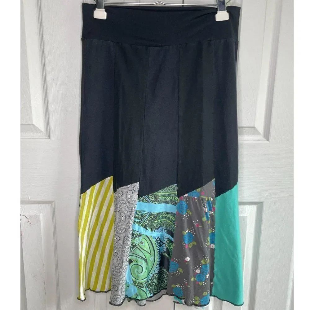 Black Patchwork Skirt Handmade